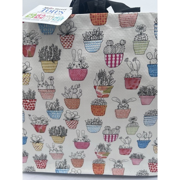 Easter Spring Bunny Rabbits Basket Flowers Gift Reusable MainStreet Tote Bag New - Picture 7 of 13